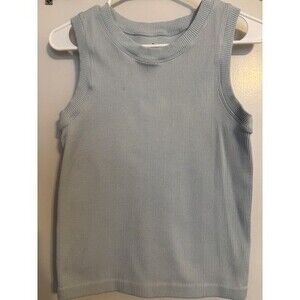 Light Blue Ribbed Tank Top Sleeveless Crew Neck Double Lined M